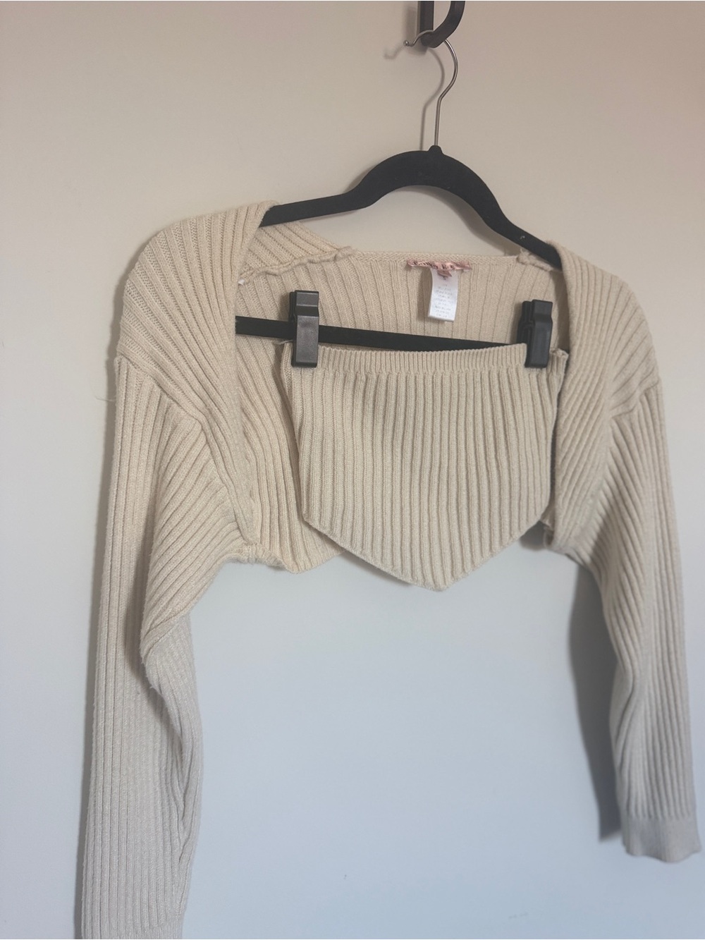 Bailey 44 Cream Ribbed Cropped Cardigan